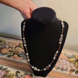 Handmade Necklace with String & Peacock Motif Bead by Necklery 24"